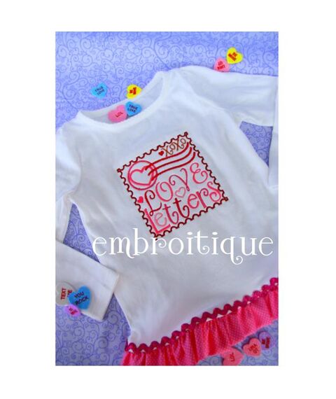 Love Letter Stamp Embroidery Design Valentine's Day, 2 image