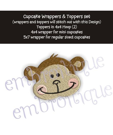 Cupcake Wrapper and Topper Set - Monkey, 2 image