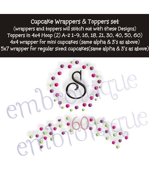 Cupcake Wrapper and Topper Set - Polka Dot Monogram, 2 image