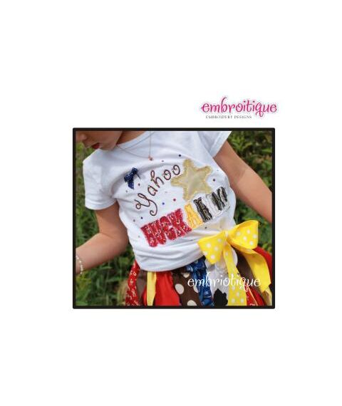 Yahoo Buckaroo Cowgirl Cowboy Raw Edge Applique, 2 image