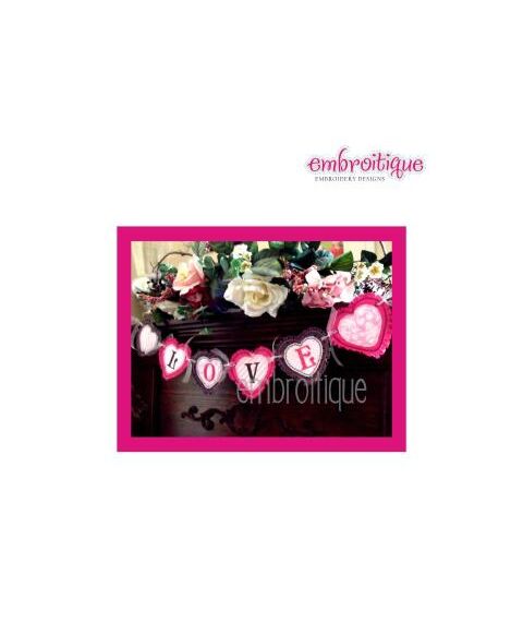 Shaggy Heart Raw Edge LOVE Banner, 2 image