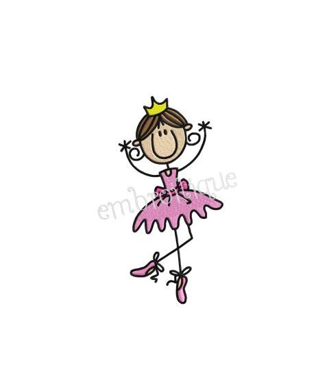 Ballerina Stick Girl Embroidery Design