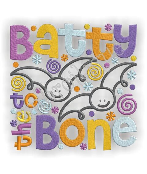 Batty to the Bone Halloween Embroidery Design