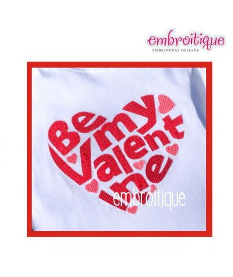 Be My Valentine Heart Embroidery Design