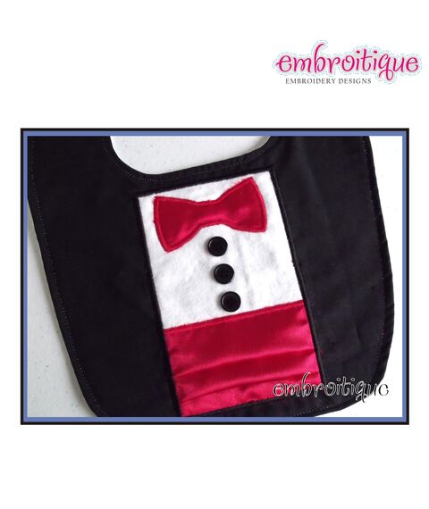 Black Tie Tuxedo Bowtie and Cummerbund ITH Applique