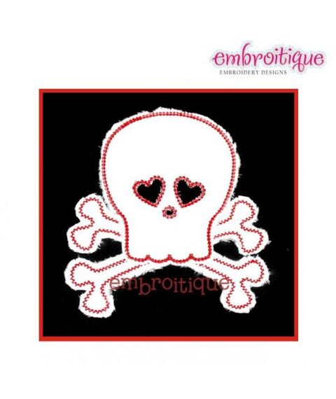 Boy Skull with Hearts Punk Love Valentine's Day Raw Edge Applique