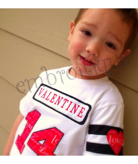 Boy Valentine's Day Jersey Raw Edge Applique set