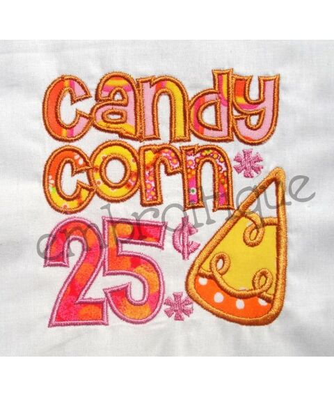 Candy Corn Twenty Five Cents Halloween Word Block - APPLIQUE