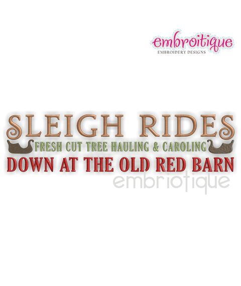 Christmas Sleigh Rides at Red Barn Farm Embroidery Design