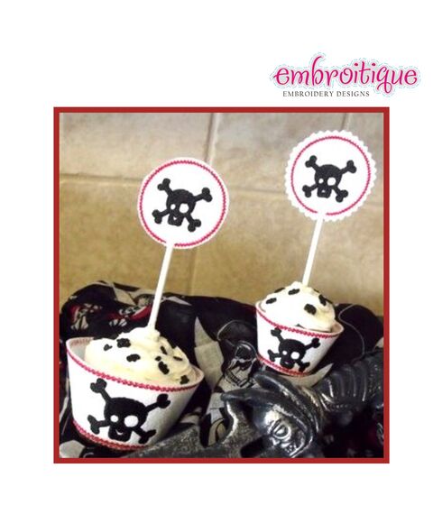 Cupcake Wrapper and Topper Set - Boy Skull