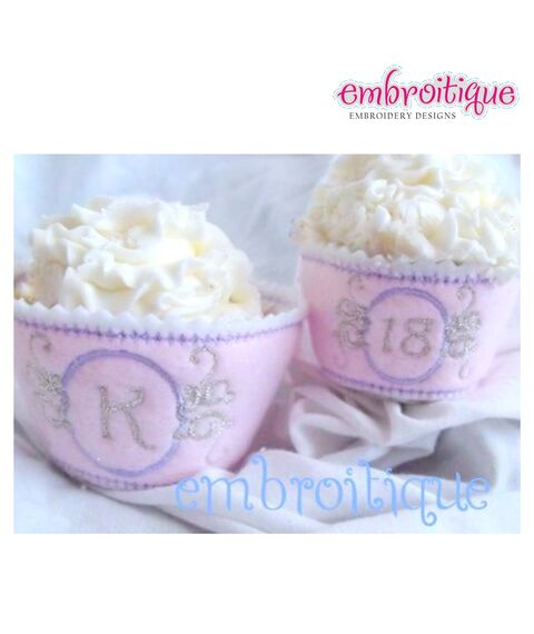 Cupcake Wrapper and Topper Set - Fairytale Monogram
