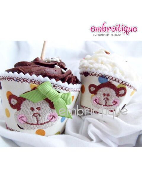 Cupcake Wrapper and Topper Set - Monkey