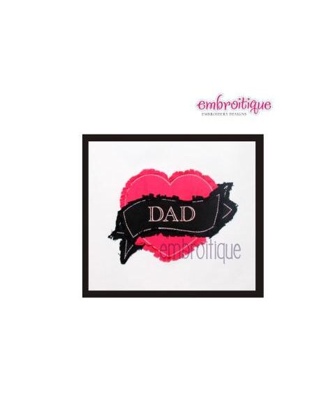 Heart Tattoo Raw Edge Applique Valentine's Day Mom and Dad, 2 image