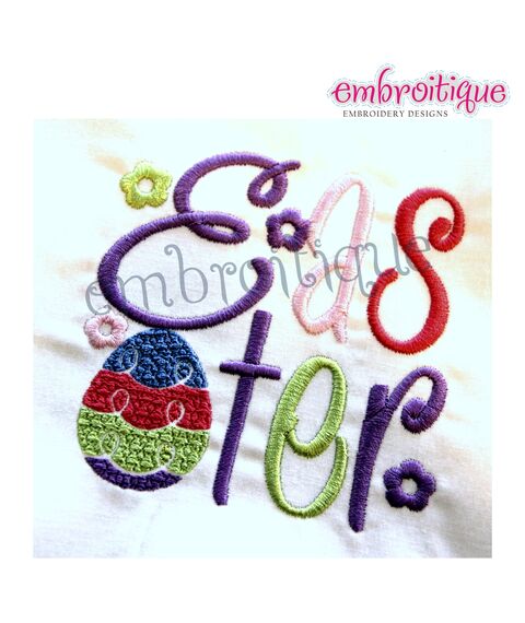 Easter Word Block Embroidery Design