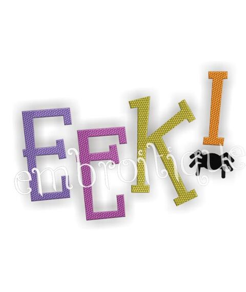 Eek Halloween Words Embroidery Design