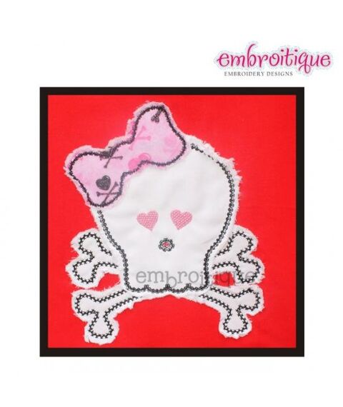 Girlie Skull with Bow Punk Love Valentine's Day Raw Edge