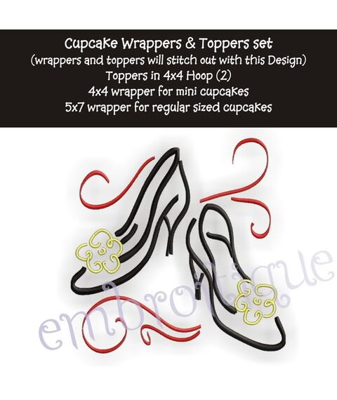 Cupcake Wrapper and Topper Set - Glass Slippers, 2 image