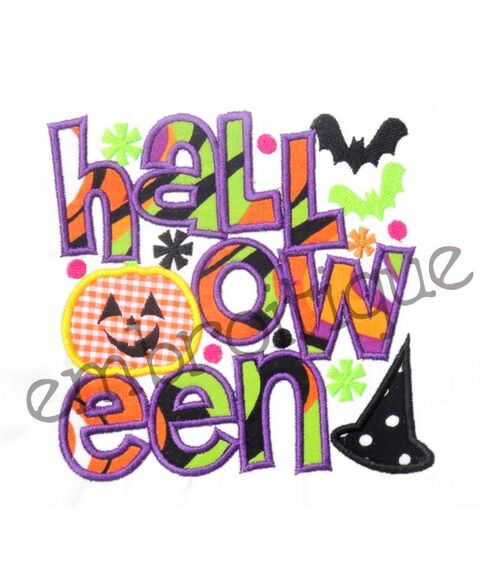 Halloween Word Block Applique