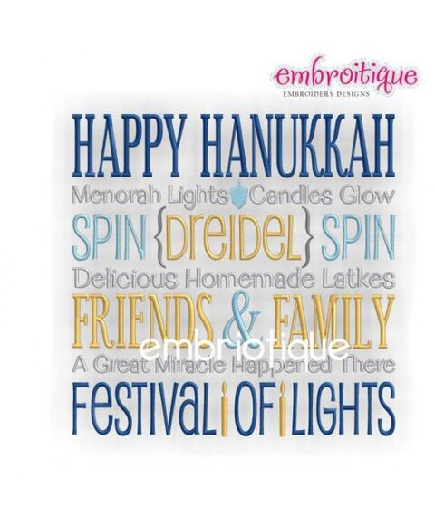 Happy Hanukkah Word Block