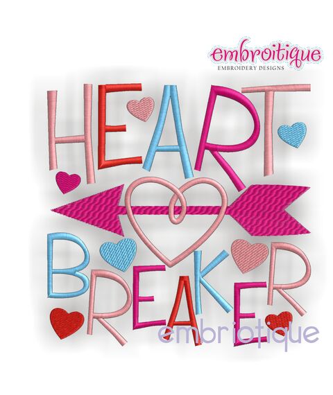 Heart Breaker Valentine's Day Embroidery Design
