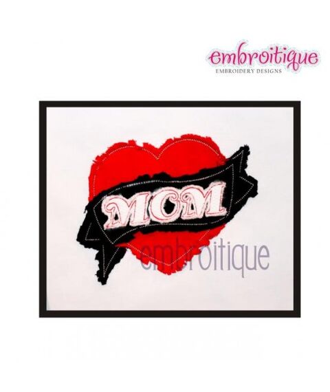 Heart Tattoo Raw Edge Applique Valentine's Day Mom and Dad