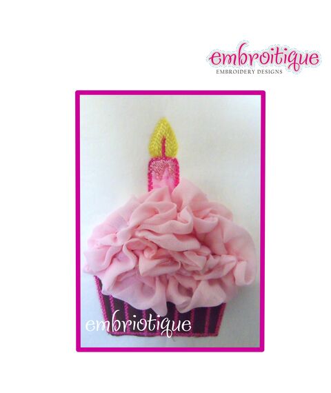ITH Shabby Sweet Ruched Cupcake with Candle