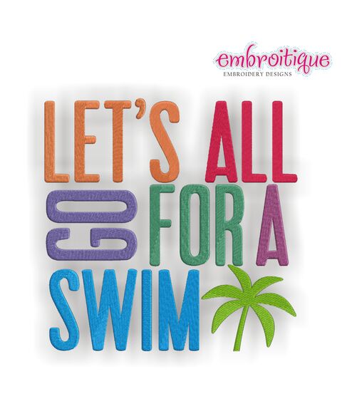 Let's go for a Swim Summer Lake Pool Palm Tree Design