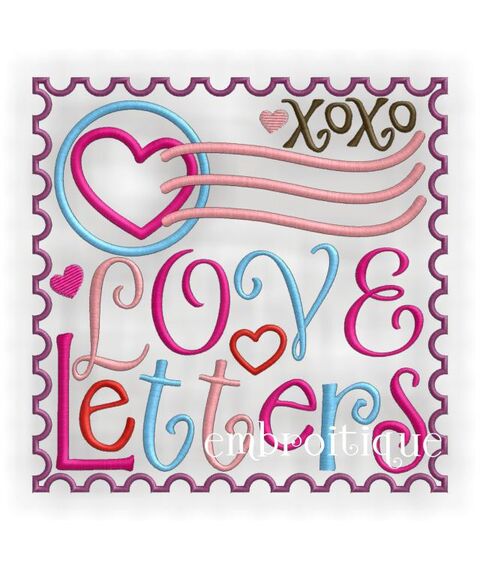 Love Letter Stamp Embroidery Design Valentine's Day