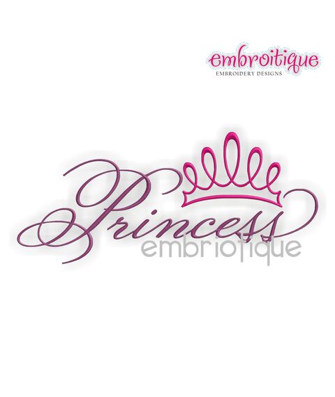 Princess Script with Tiara Embroidery Design