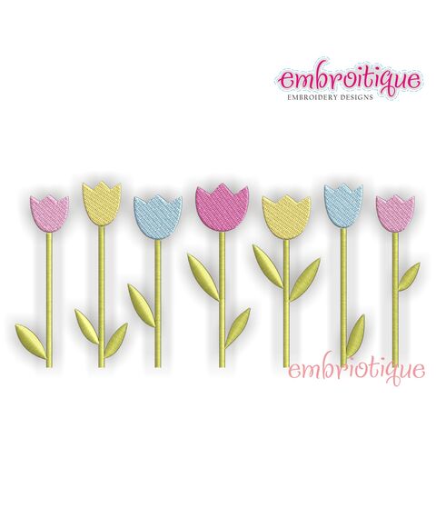 Row of Tulips - Perfect for Spring and Summer - or Any Little Girl
