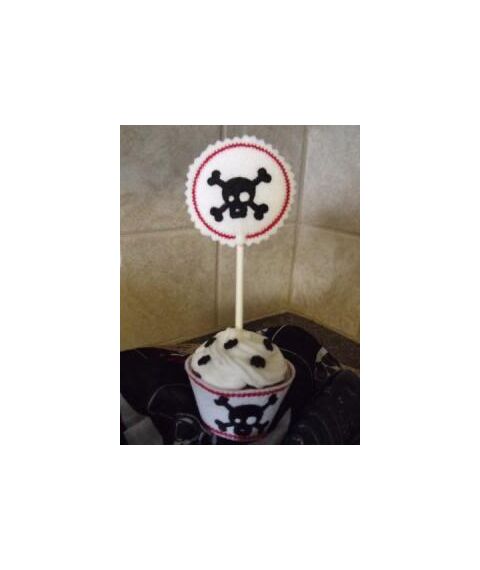 Cupcake Wrapper and Topper Set - Boy Skull, 2 image
