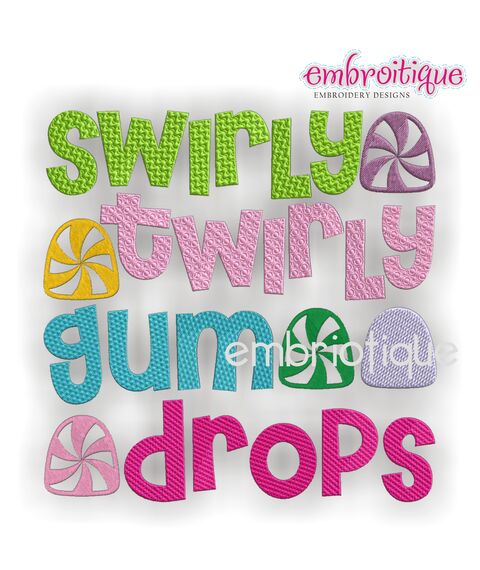 Swirly Twirly Gum Drops Embroidery Design