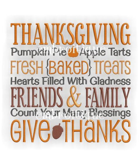 Thanksgiving Pumpkin Pie Friends and Family Give Thanks