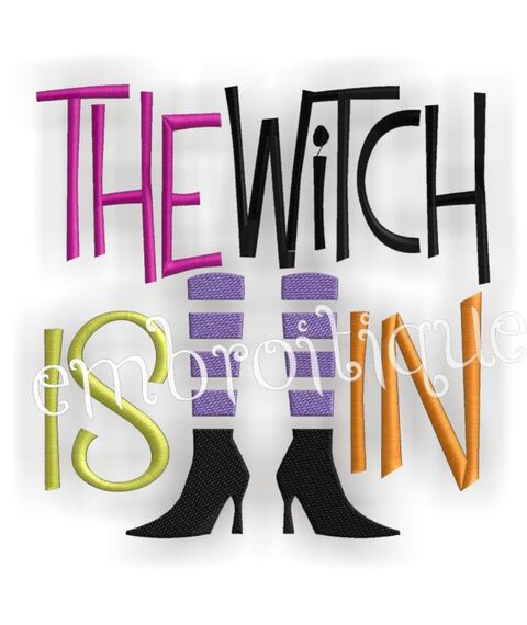 The Witch is In Halloween Embroidery Design Legs Feet Shoes