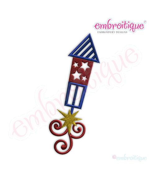 4th of July Swirly Shooting Firecracker Embroidery Design