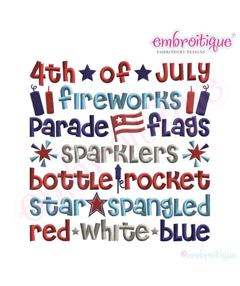 4th of July Word Block