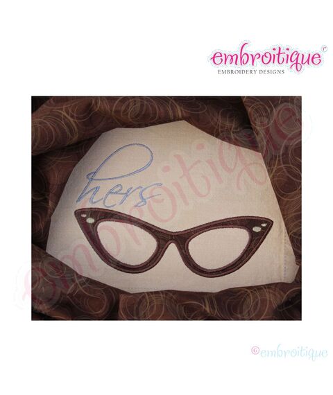 50's Lady Cat Eye Glasses Super Set - Applique and Fill Stitch included