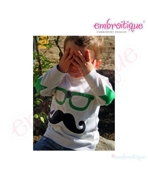 Nerdy Glasses Applique - Raw and Satin Edge, 2 image