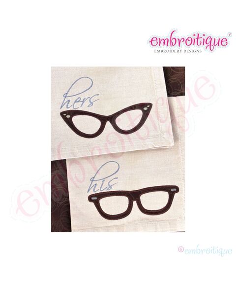 50's Mens Retro Eye Glasses Super Set - Applique and Fill Stitch included, 3 image
