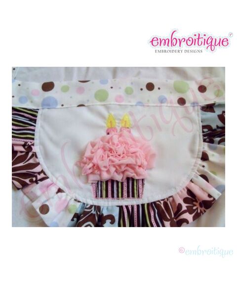 ITH Shabby Sweet Ruched Cupcake with 2 Candles Birthday, 2 image