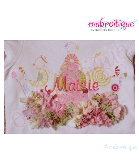 ITH Shabby Sweet Ruched Princess Crown Applique with Numbers, 2 image