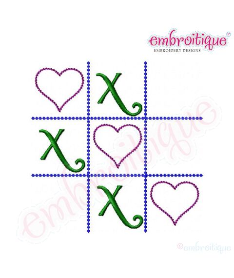 Tic Tac Toe Hearts Valentine's Day Raw Edge Design - several sizes included, 2 image