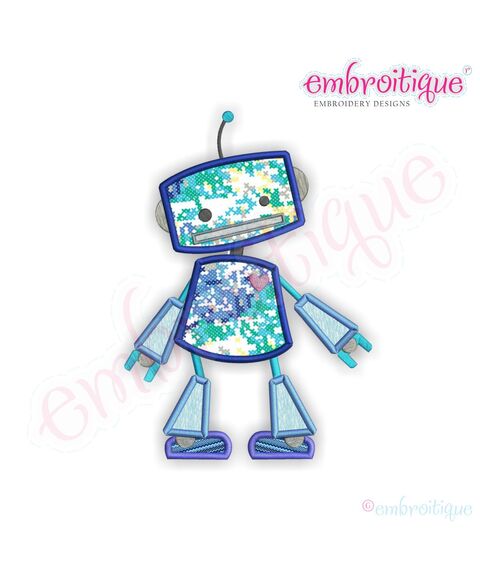 Blue Robot Applique