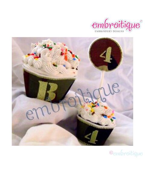 Cupcake Wrapper and Topper Set - Army Monogram and Toy Soldier