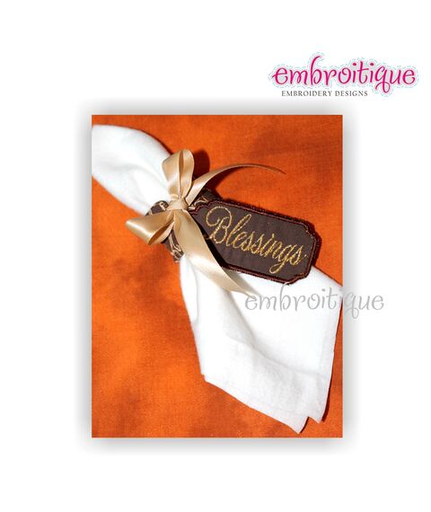 Double Scalloped Edge Gift tag - Place setting - Bonus "Blessings" and "Thanks" tags included