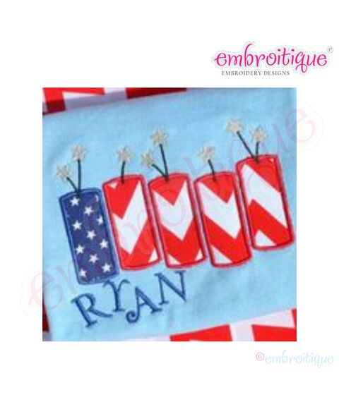 Firecrackers Lined Up 4th of July Applique