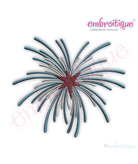 Firework with Star Center 4th of July Embroidery Design