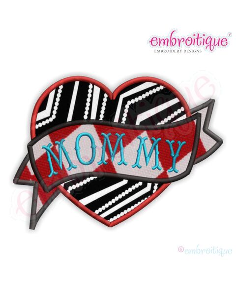Heart Tattoo Applique - Satin Stitch - Includes Mommy and Daddy bonus designs