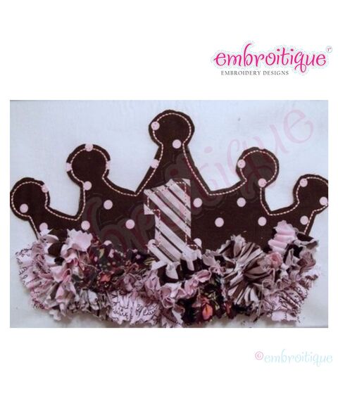 ITH Shabby Sweet Ruched Princess Crown Applique with Numbers