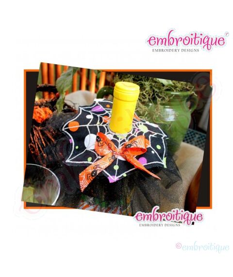 ITH Wine Bottle Spider Web Accent - Halloween - Perfect Hostess Gift
